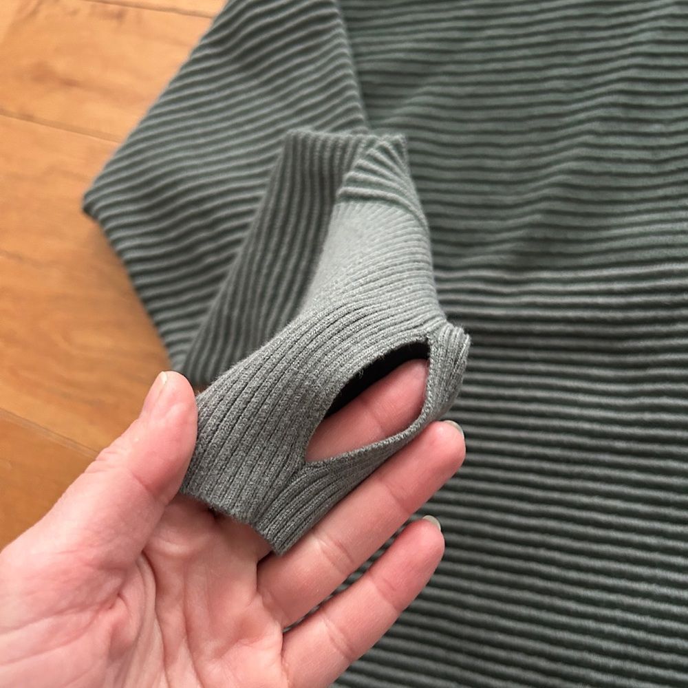 Offline Aerie Home Stretch Green Ribbed Quarter Zip Sweater Sweatshirt Size XS - Picture 9 of 10